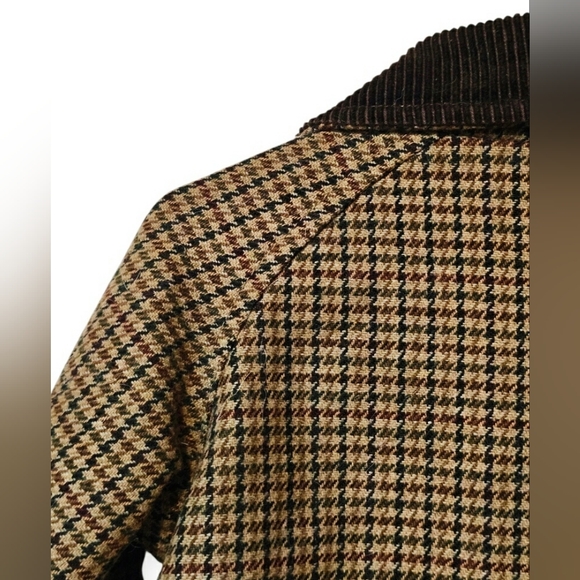 RARE Vintage Ralph Lauren Kids Wool A Line Houndstooth Corduroy Button Up Coat - Picture 5 of 15